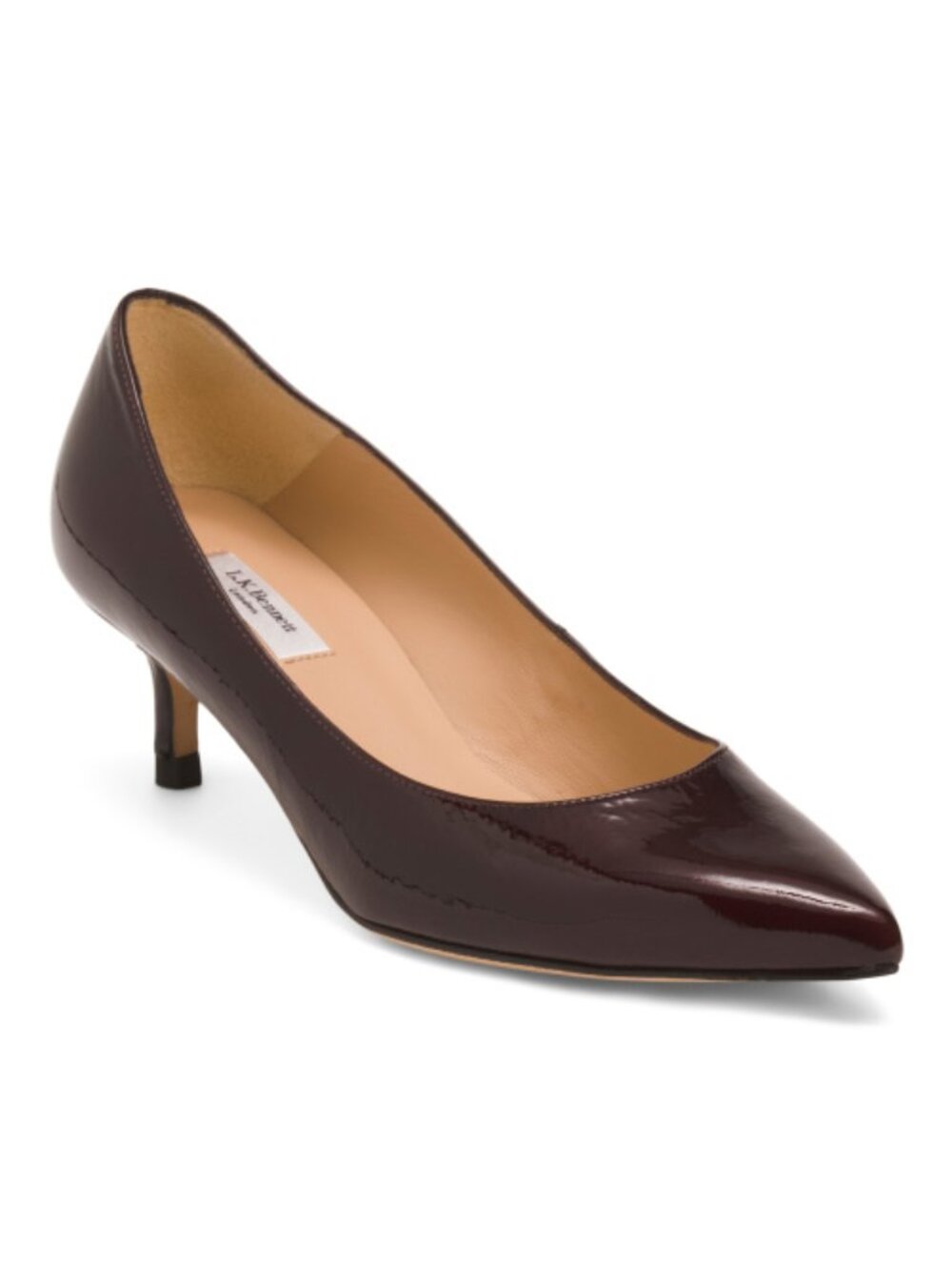 LK BENNETT Made In Spain Patent Leather Audrey Pointy Toe Kitten Heel Pumps
